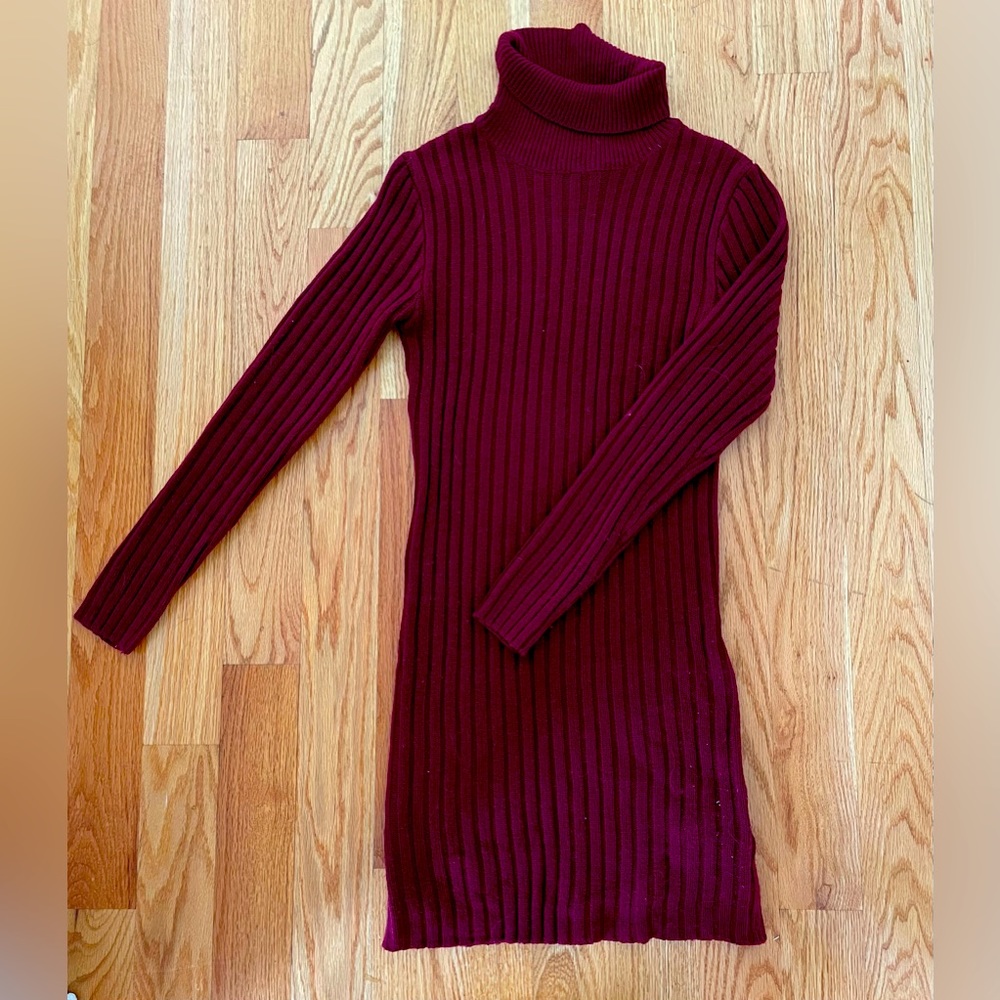 Maroon Red Medium Turtleneck Dress